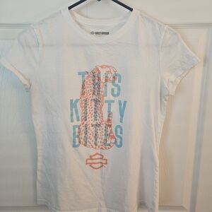 Harley-Davidson White and Blue Graphic Tee